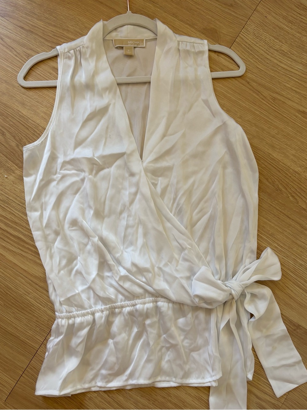 Michael Kors White Wrap-Style Sleeveless Top